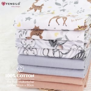 Baby Mulltücher; Mullwindeln; Spucktücher; fensilo; mulltücher baby; mulltücher baby mädchen; spucktücher baby; spucktücher baby mädchen; spucktuch junge; Fensilo baby; Fensilo baby blanket; blanket; baby blanket; newborn; object; knitted; top view; Fensilo.com; white blanket; white; background; beautiful; indoors; sheet; cover; fabric; wash; cushion; bed; polyester; satin; protection; swaddle blanket; comfortable; cotton; hypoallergenic; cute; design; washable; warm; comfy; care; soft; bedroom; set; size; crib; baby crib; outdoor; playground; vacation; park; sleep; colorful; breathable; layers; 2 layers; premium; materials; premium materials; high-quality; quality; unisex; 6 set blankets; Gray; Brown; animal design; adorable animals; cute animals; deer; indian hut; leaves; elephant; Zebra;