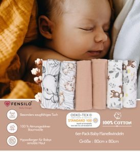 Baby Mulltücher; Mullwindeln; Spucktücher; fensilo; mulltücher baby; mulltücher baby mädchen; spucktücher baby; spucktücher baby mädchen; spucktuch junge; Fensilo baby; Fensilo baby blanket; blanket; baby blanket; newborn; object; knitted; top view; Fensilo.com; white blanket; white; background; beautiful; indoors; sheet; cover; fabric; wash; cushion; bed; polyester; satin; protection; swaddle blanket; comfortable; cotton; hypoallergenic; cute; design; washable; warm; comfy; care; soft; bedroom; set; size; crib; baby crib; outdoor; playground; vacation; park; sleep; colorful; breathable; layers; 2 layers; premium; materials; premium materials; high-quality; quality; unisex; 6 set blankets; Brown; animal design; adorable animals; cute animals; deer; lion; elephant; zebra;
